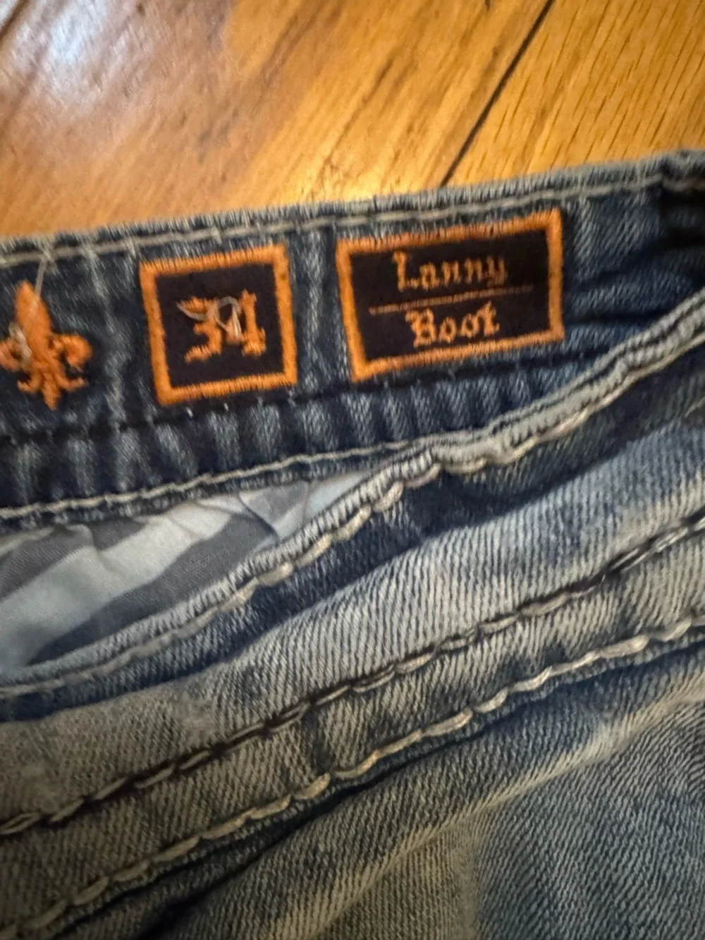 Rock Revival Mens Lanny Boot Jean Sz 34‎ Embellished Great Fade